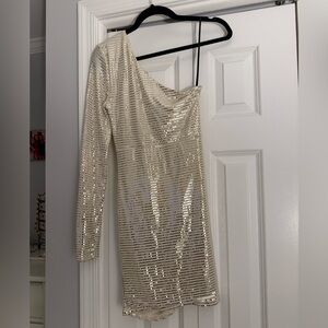 White sequin one shoulder mini dress | Forever 21